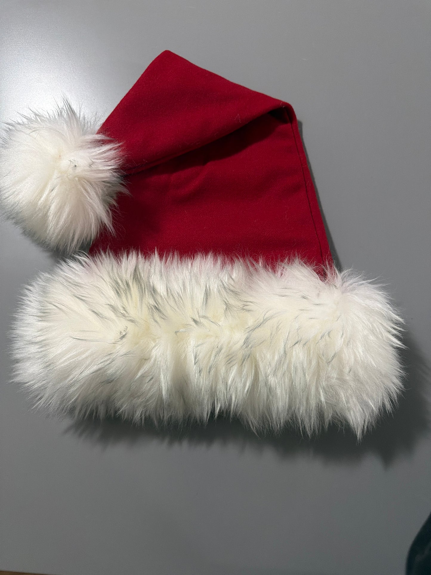 22" burgundy broadcloth with grey tipped fur hat