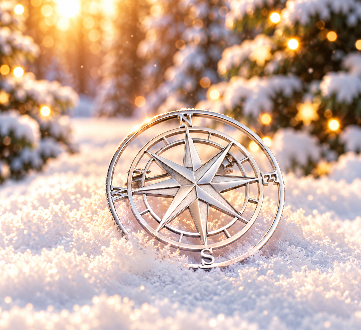 Silver Compass Brooch