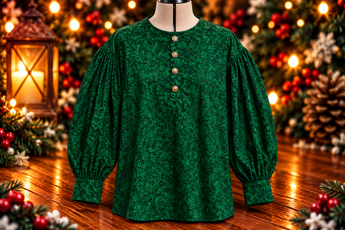 Pre Order Puffy Sleeve Shirt - Green Swirl