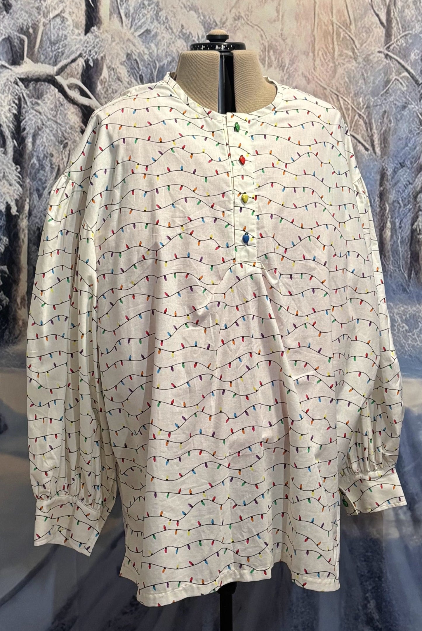 Puffy Sleeve Shirt - Christmas Lights