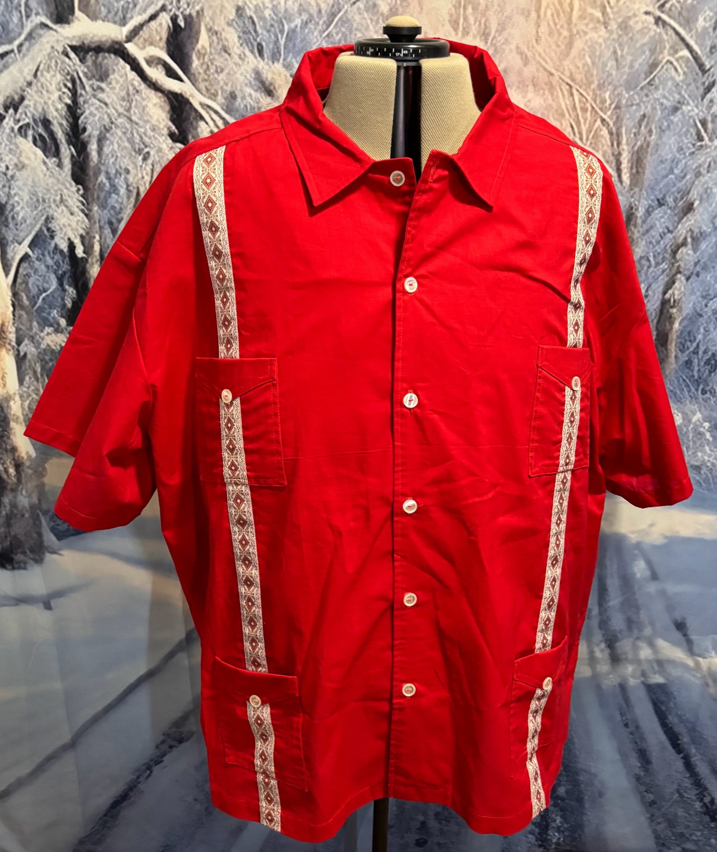 Guayabera Shirt - Red