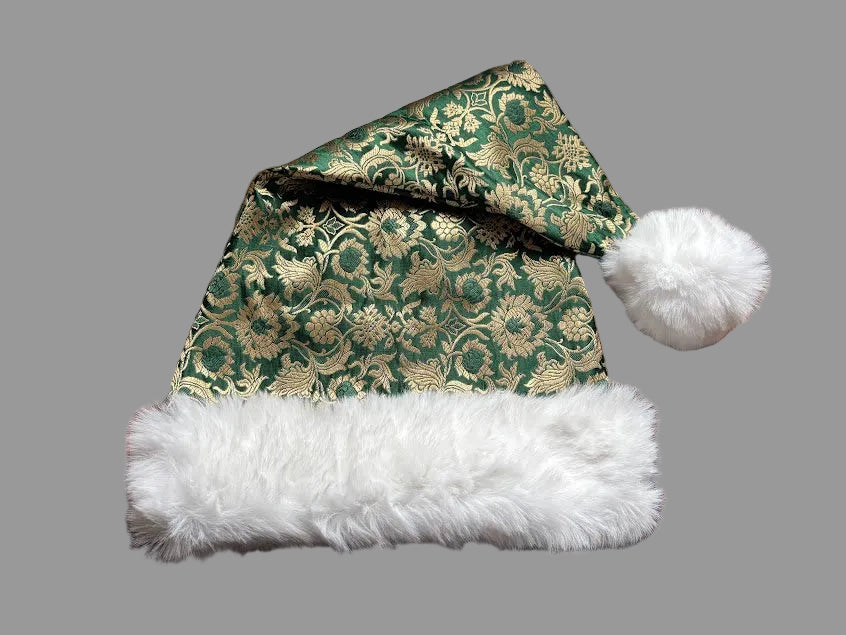 24" Green and Gold Damask