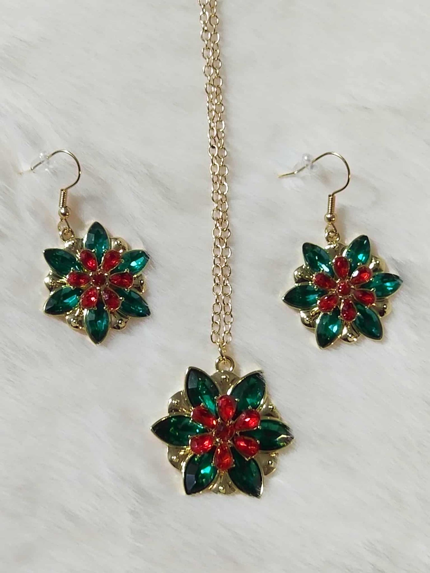 Poinsettia Necklace and Earring Set