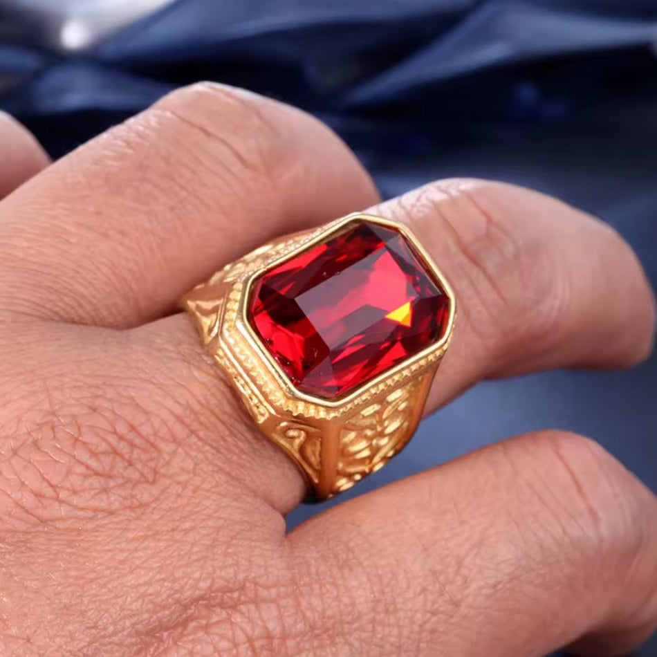 Santa Ring - Gold w/ Red Gem