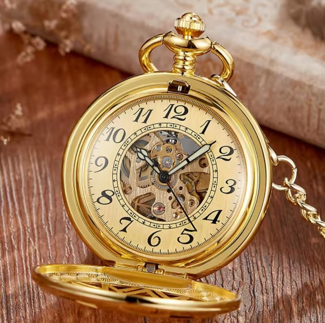 Gold Snowflake Pocket Watch