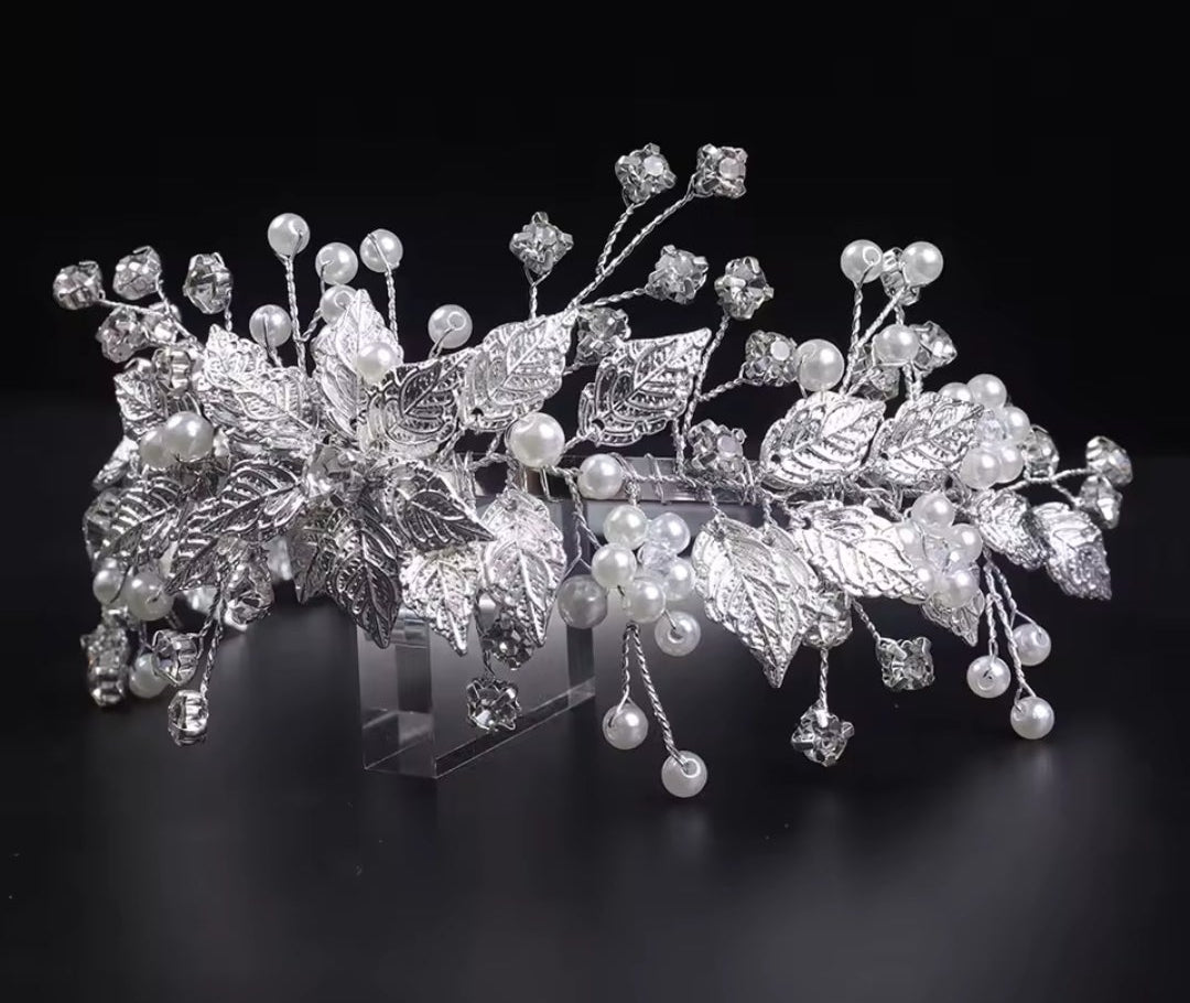 Mrs. Claus Silver Poinsettia Head Band
