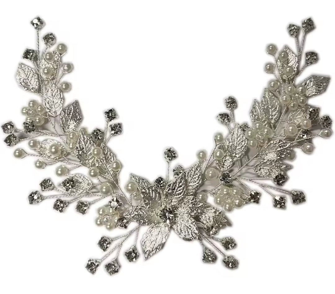 Mrs. Claus Silver Poinsettia Hair Piece