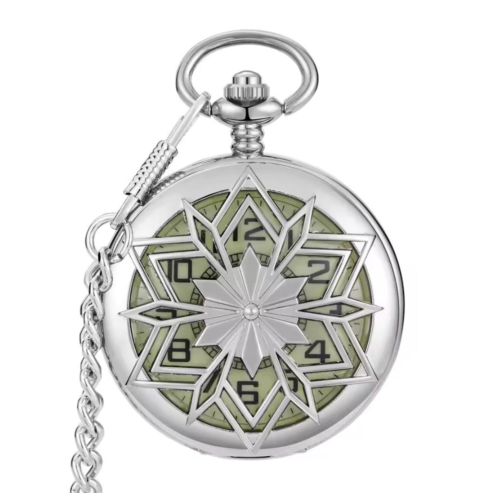 Silver Snowflake Pocket Watch