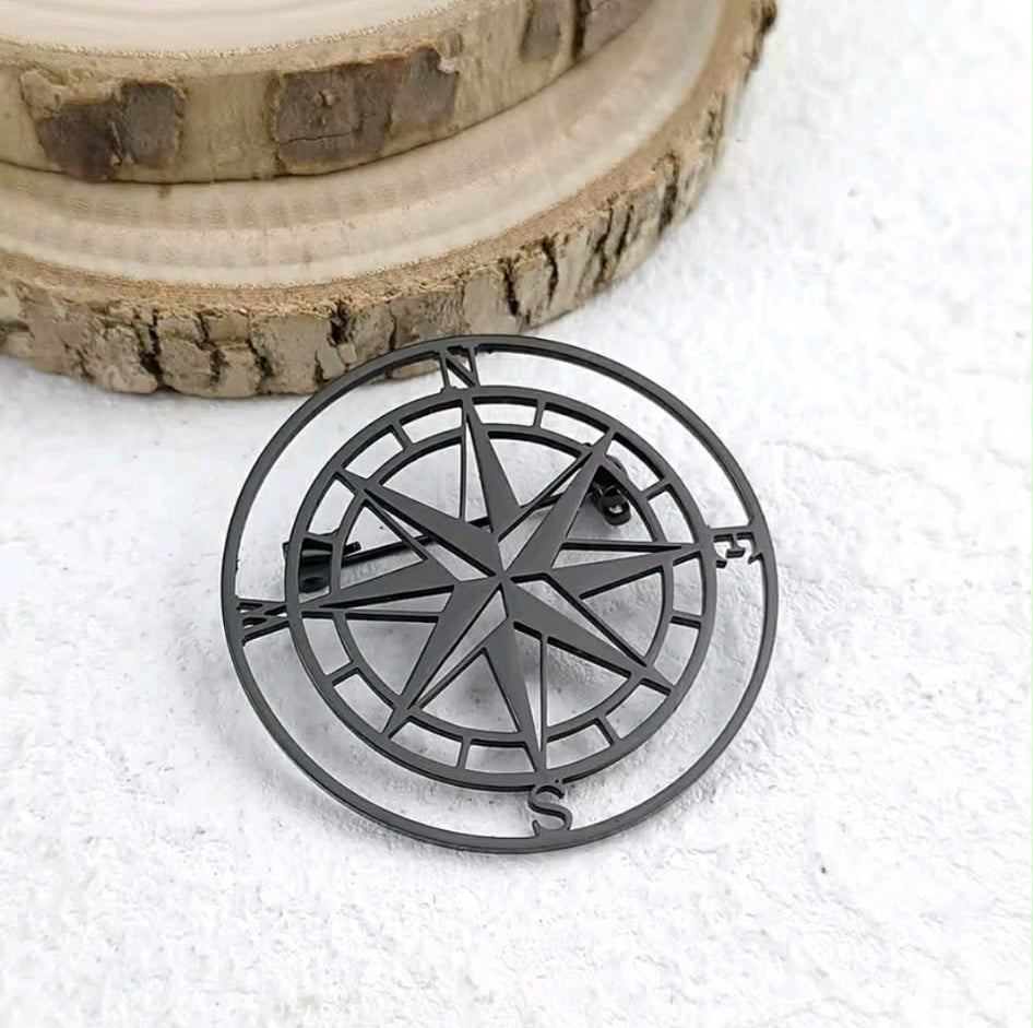 Black Compass Brooch