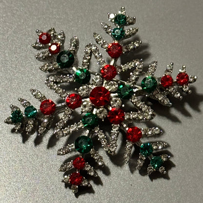 Silver Multicolor Snowflake Brooch