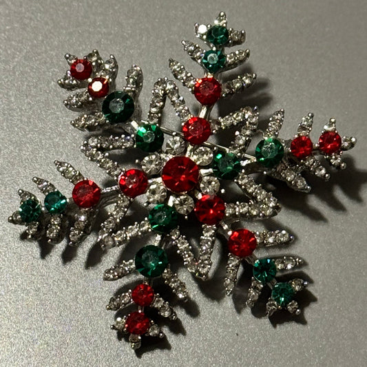 Silver Multicolor Snowflake Brooch