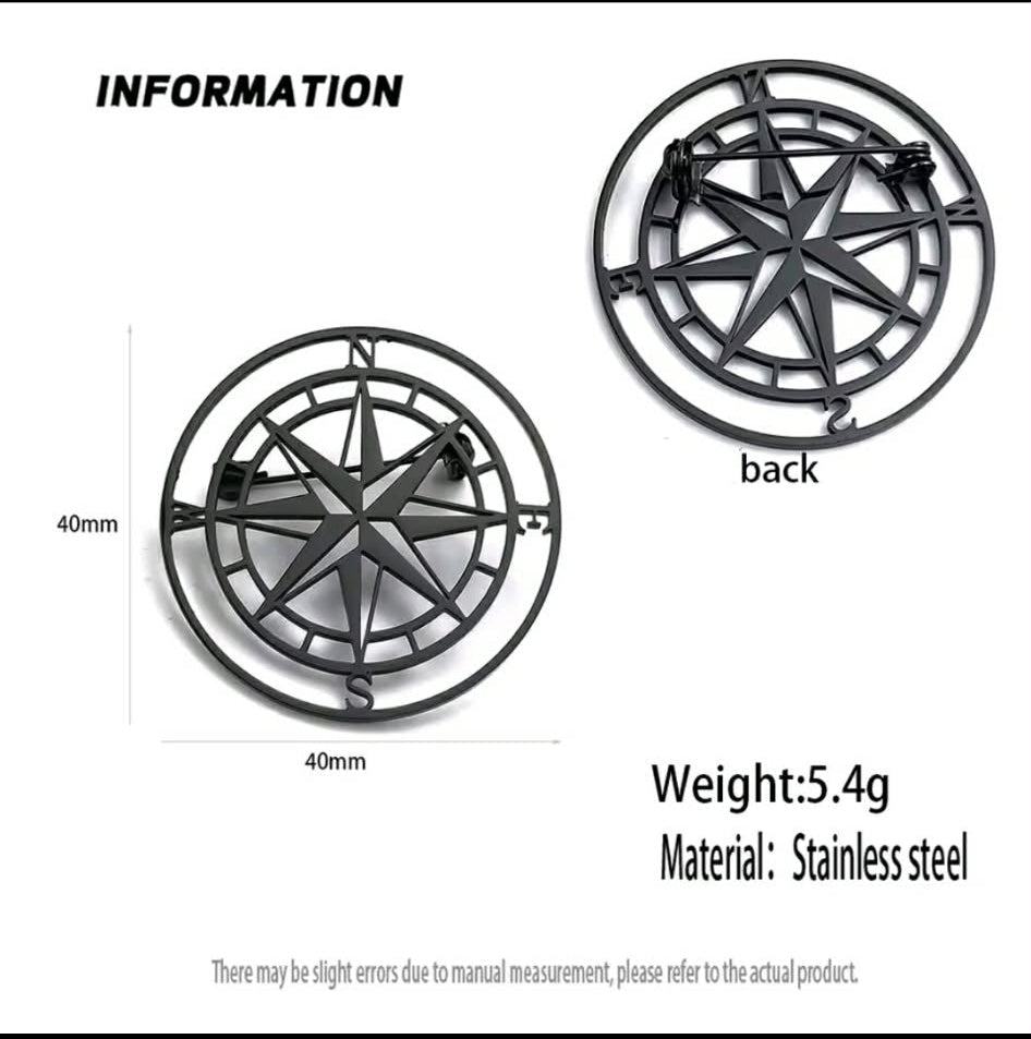 silver Compass Brooch