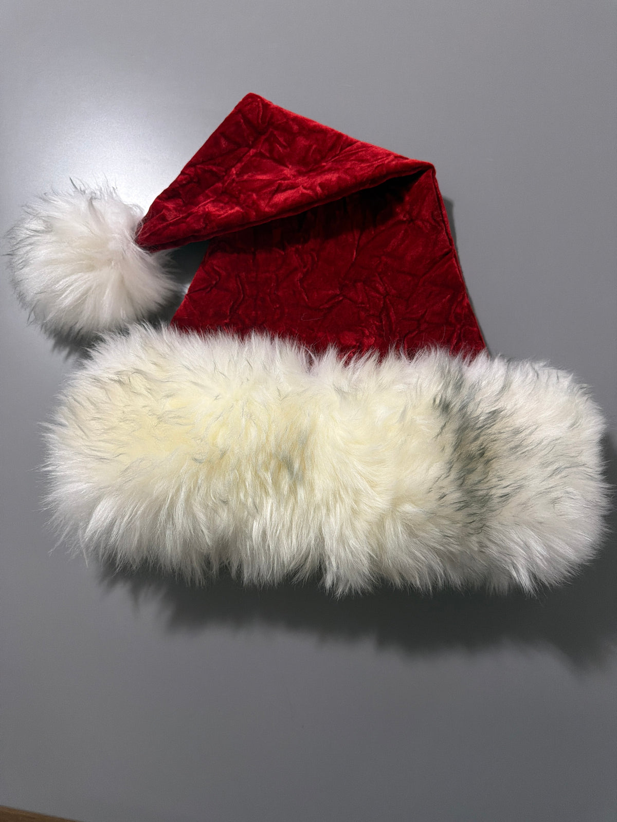 26” crushed velvet with grey tipped fur hat