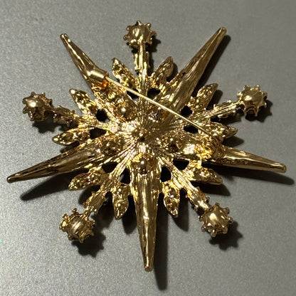 Gold Pointed Snowflake Brooch