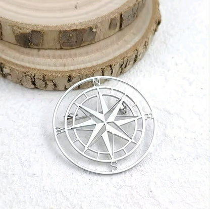 silver Compass Brooch