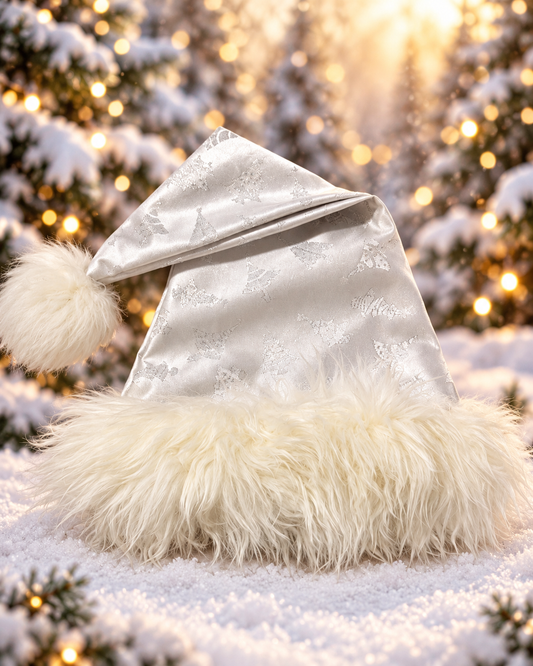 25” silver christmas tree brocade hat