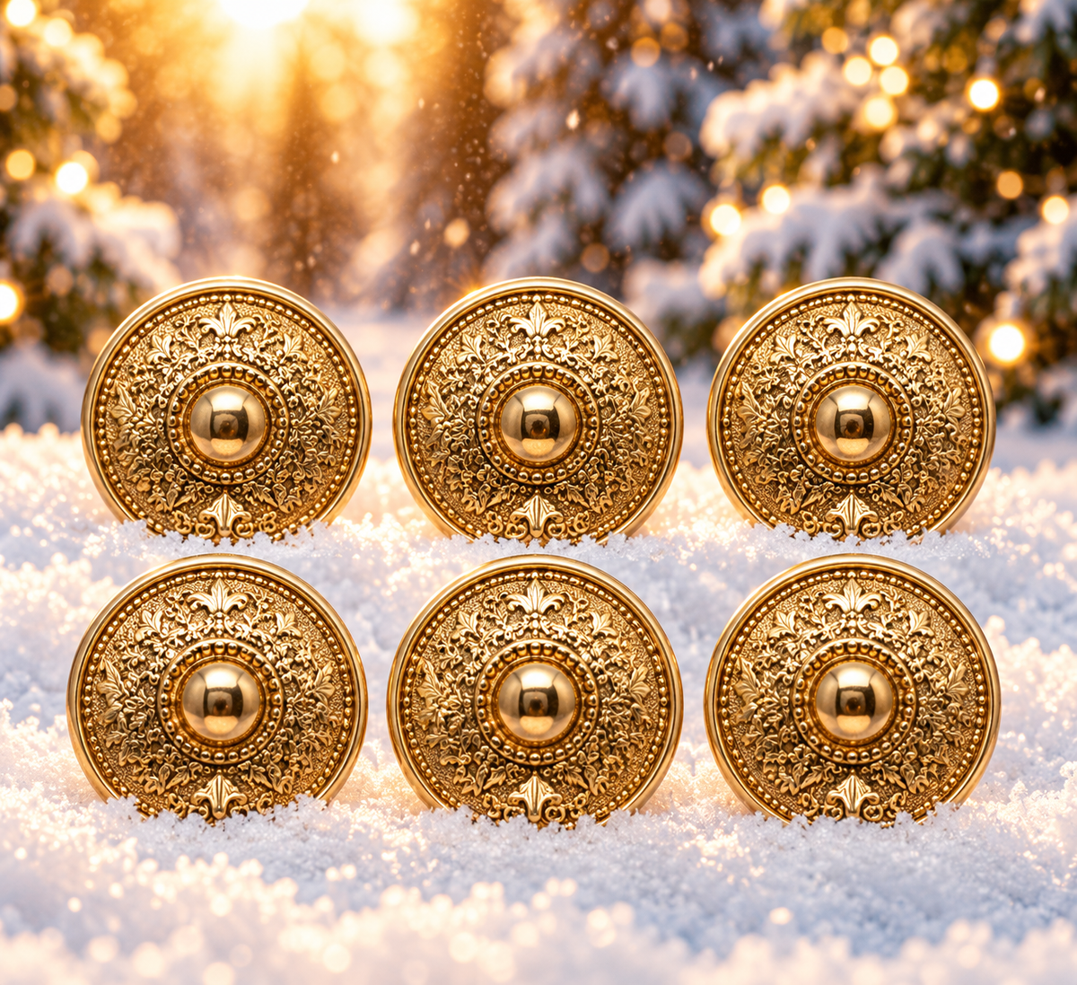 gold hearts Set of 6 buttons