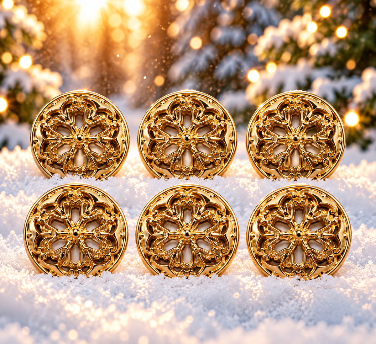 hollow snowflake buttons Set of 6