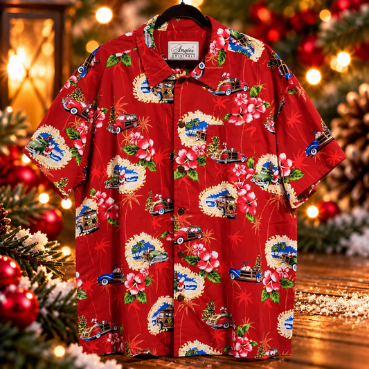 Red Cruising Santa Hawaiian Shirt