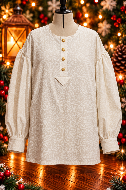 Pre Order Puffy Sleeve Shirt - White Holly