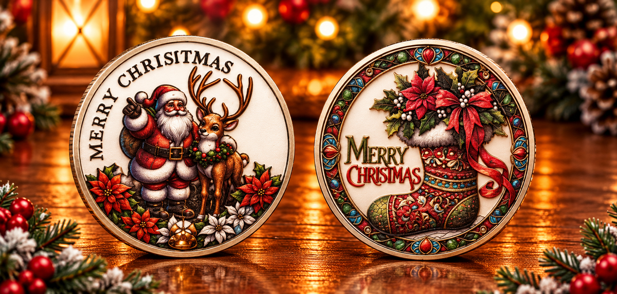 Santa’s Special Collectors Coins - Silver Santa & Reindeer