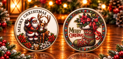 Santa’s Special Collectors Coins - Silver Santa & Reindeer