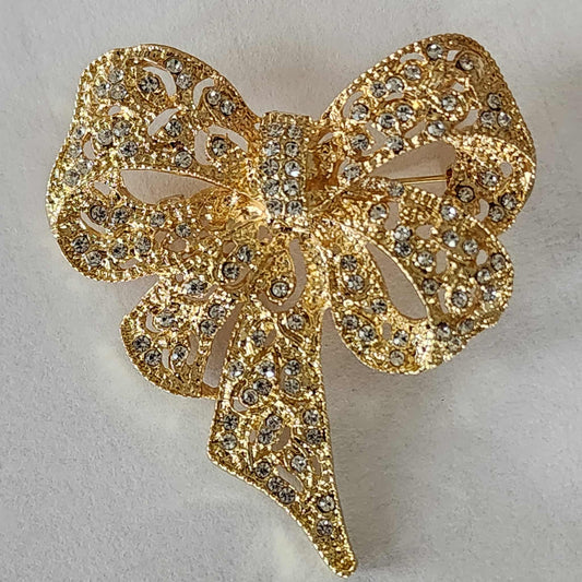 Gold Bow Brooch