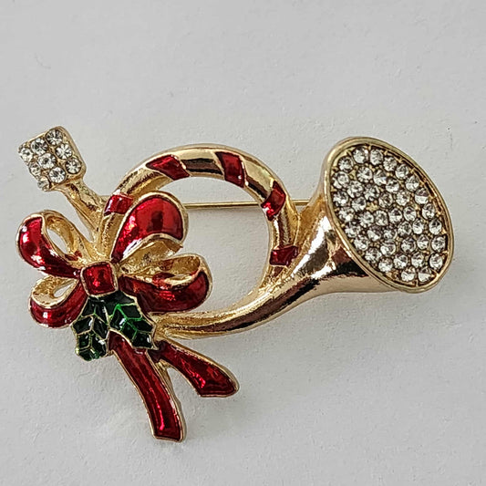 Christmas Horn Brooch