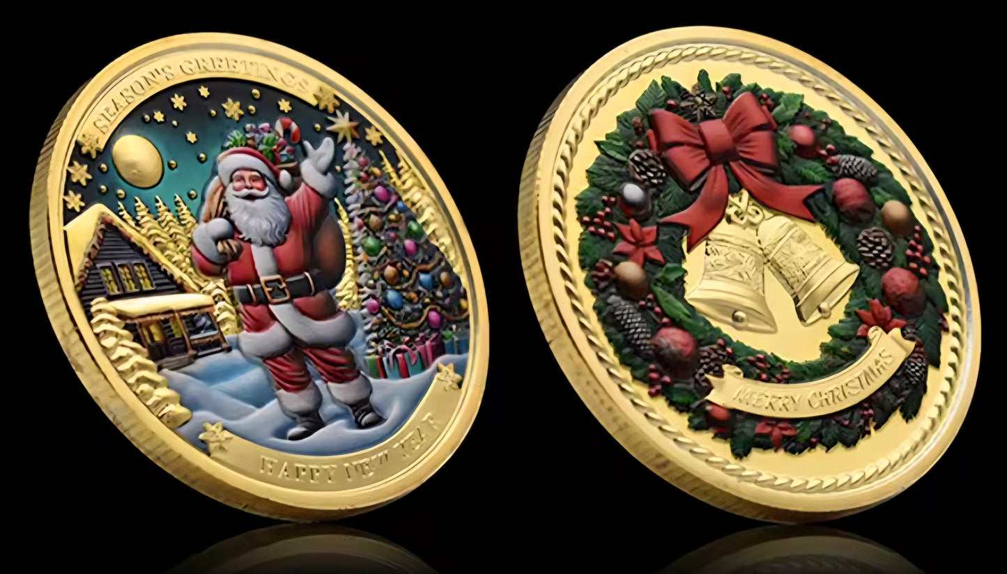 Santa’s Special Collectors Coins - Gold Seasons Greetings Santa