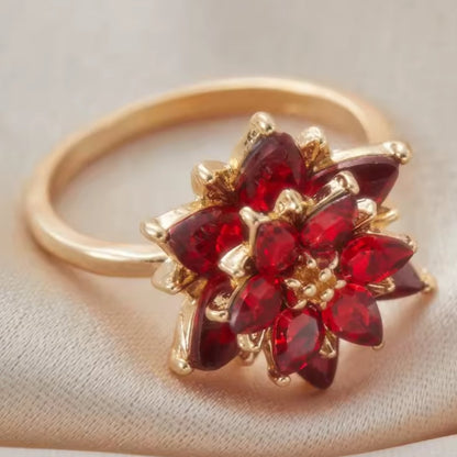 Mrs. Claus Ring - Red Gem Poinsettia