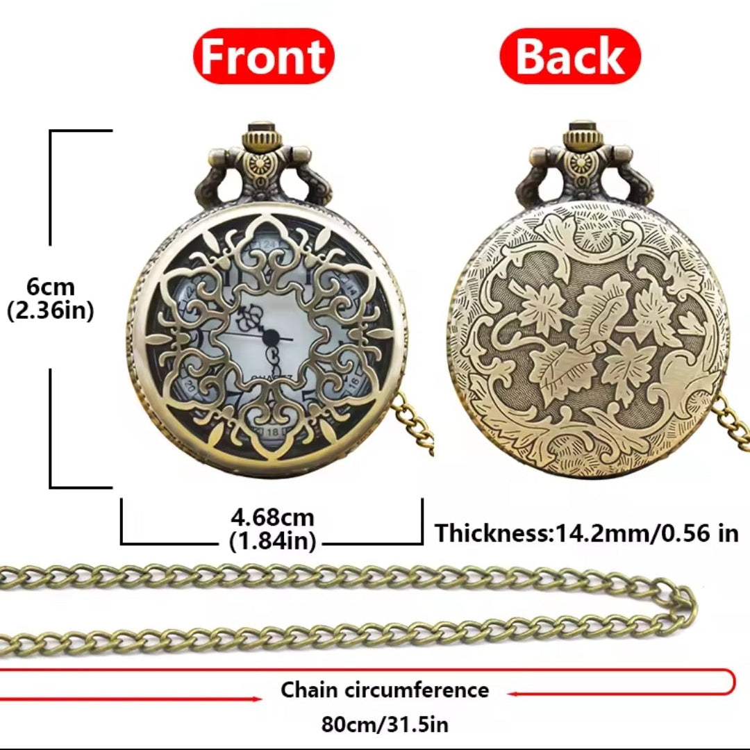 Bronze Filigree Snowflake Pocket Watch