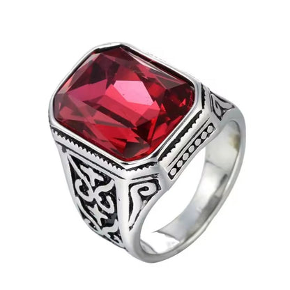 Santa Ring - Antique Silver w/ Red Gem