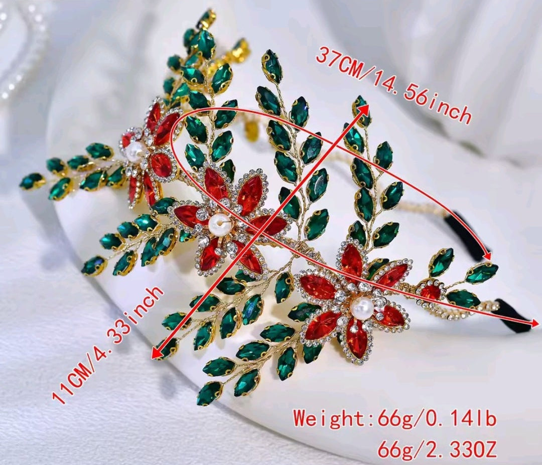 Mrs. Claus Poinsettia Head Band