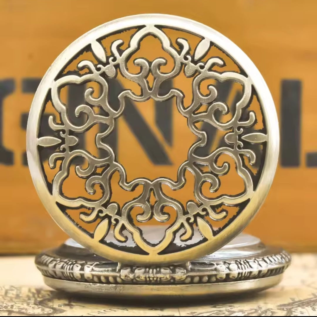 Bronze Filigree Snowflake Pocket Watch