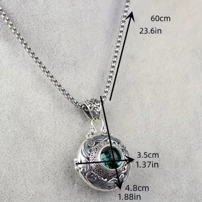 Mrs. Claus diffuser Necklace w/ green gem