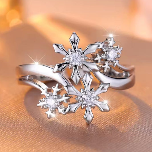 Mrs. Claus Ring - Silver Snowflakes