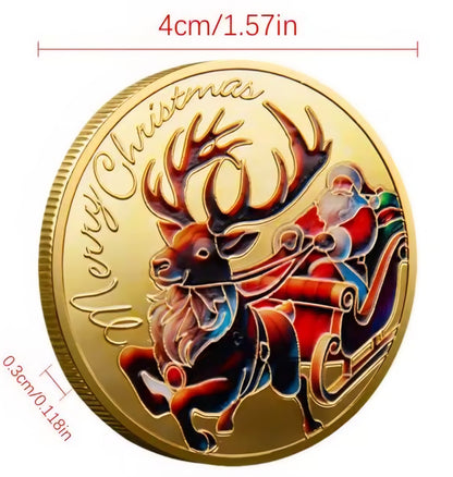 Santa’s Special Collectors Coins - Single Reindeer pulling Sleigh