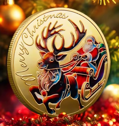 Santa’s Special Collectors Coins - Single Reindeer pulling Sleigh