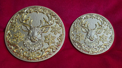 Small 4" Reindeer Belt Buckle for up to 3" belt - Bright Gold