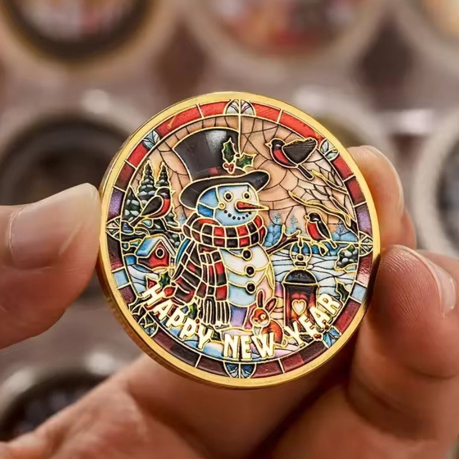 Santa’s Special Collectors Coins - Stained Glass Snowman