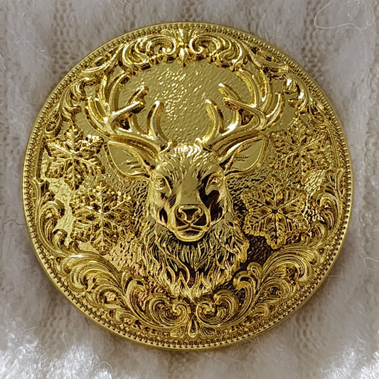 Reindeer Head Buttons - Bright Gold