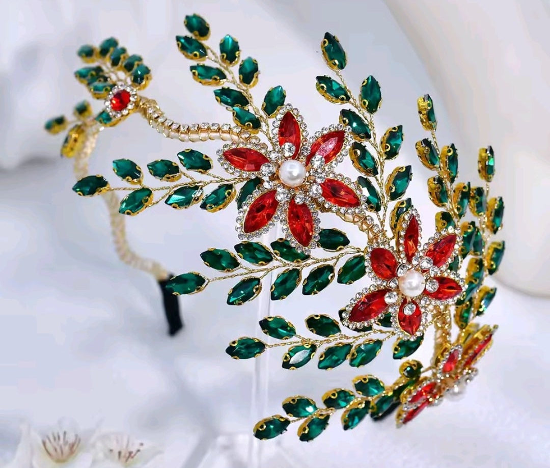 Mrs. Claus Poinsettia Head Band
