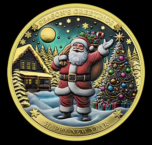 Santa’s Special Collectors Coins - Gold Seasons Greetings Santa