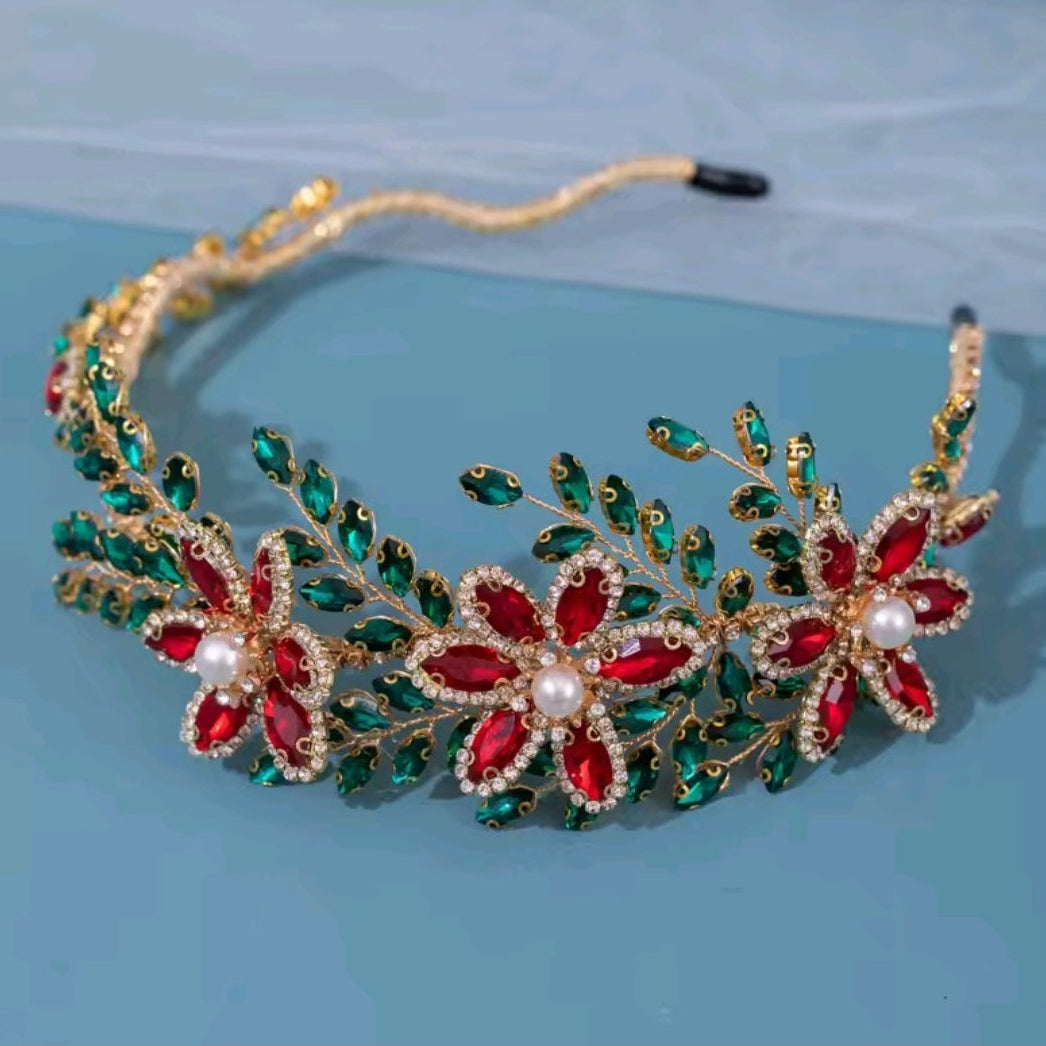 Mrs. Claus Poinsettia Head Band