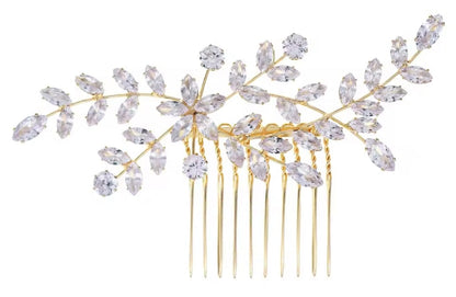 Mrs. Claus Gold Crystal Leaf Hair Piece