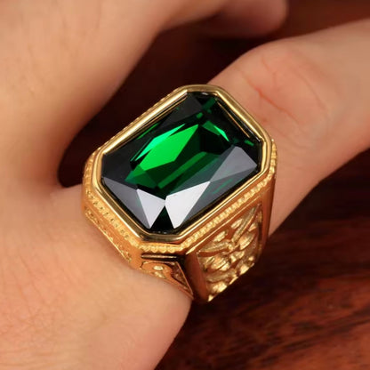 Santa Ring - Gold w/ Green Gem