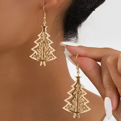 Gold Tree 3D Earrings