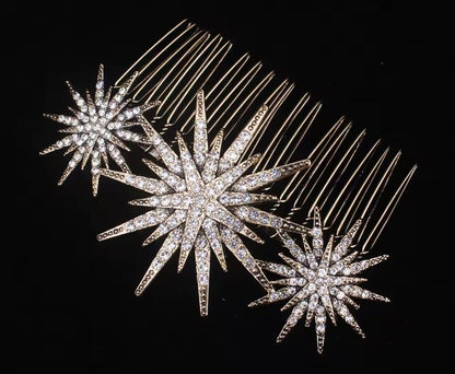 Mrs. Claus Antique Gold Stars Hair Piece