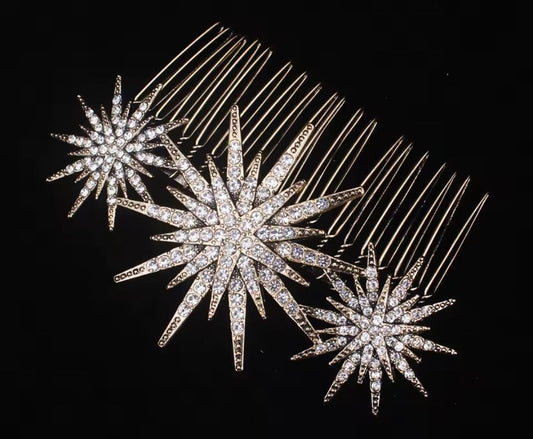 Mrs. Claus Antique Gold Stars Hair Piece