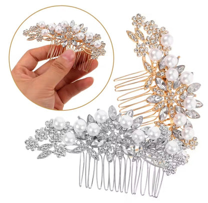 Mrs. Claus Gold Pearl & Flower Hair Piece